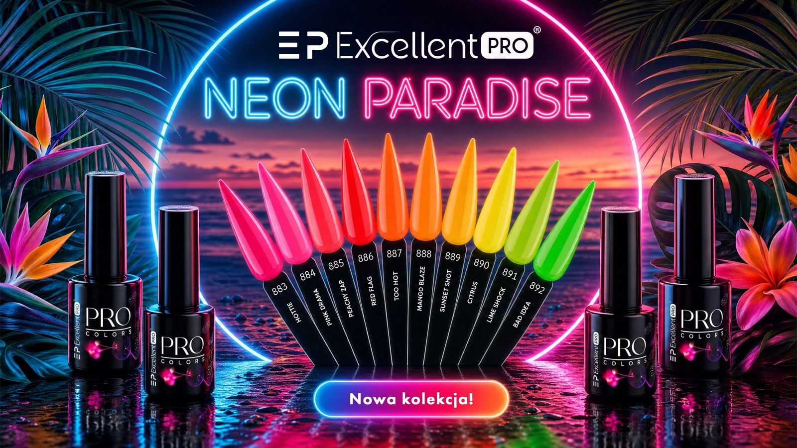 Excellent PRO Neon Paradise collection key visual - a banner created by us