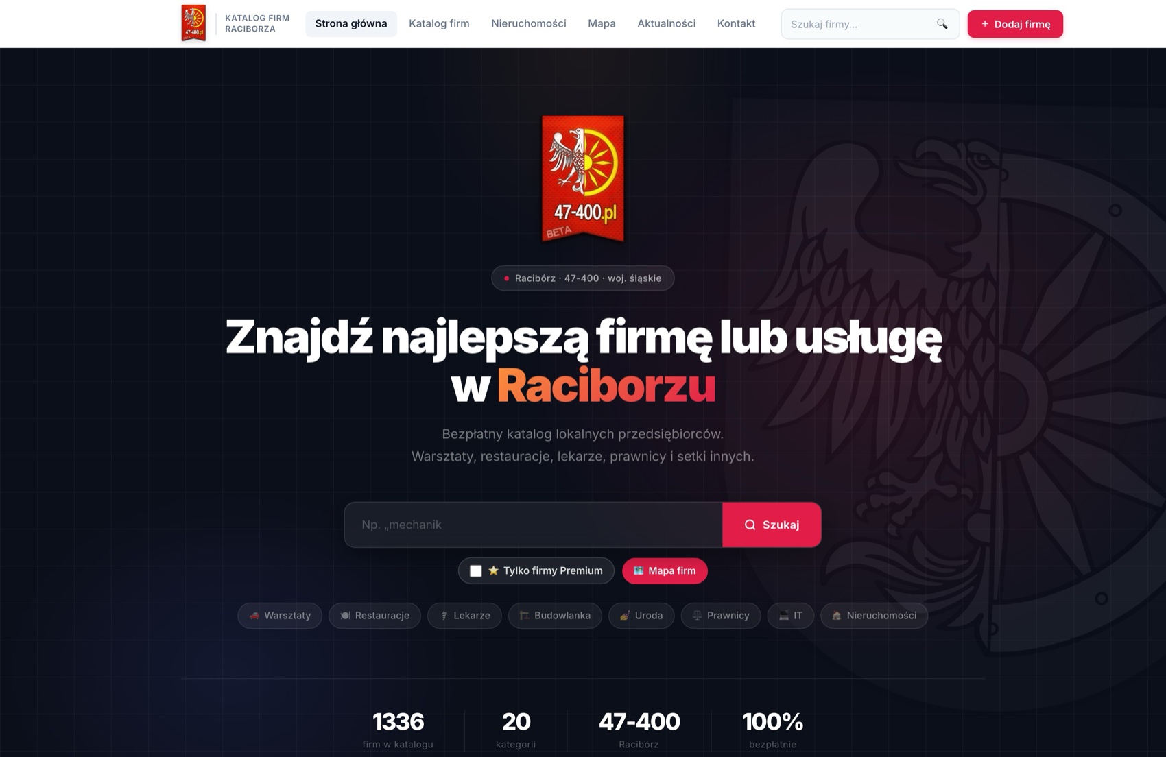 The 47-400.pl homepage - local business portal for Racibórz