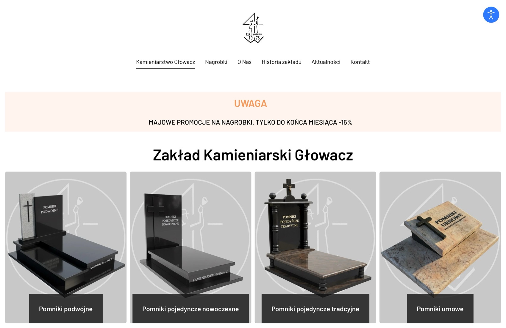The Kamieniarstwo Głowacz site on a MacBook screen - kamieniarstwo-glowacz.pl live
