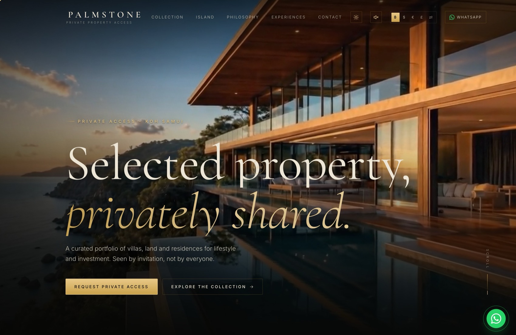 Palmstone luxury property site for Koh Samui shown on a MacBook screen