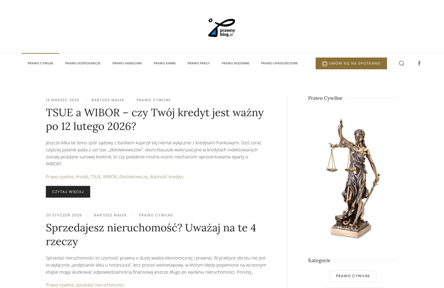 Lista wpisów na blogu prawnyblog.pl - blisko 190 artykułów w 7 dziedzinach prawa